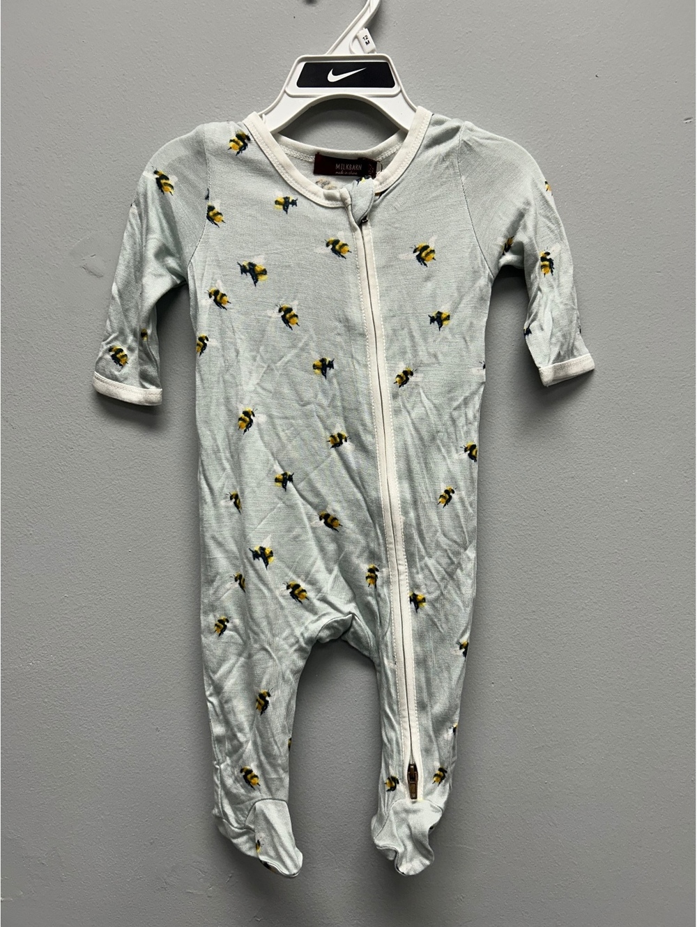 Milkbarn Bumblebee Print Baby Zip Footie